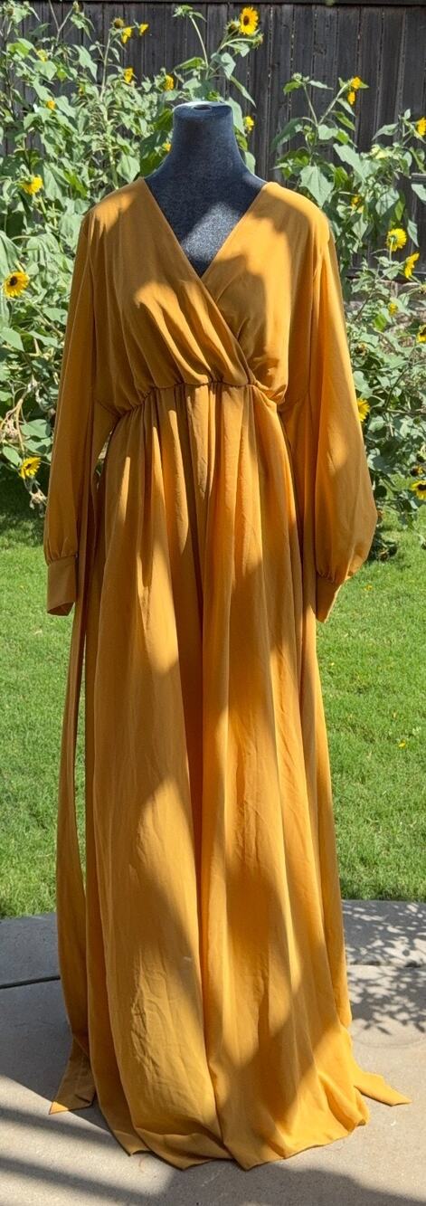 Baltic Born Mustard Yellow Long Sleeve Maxi Wrap Dress
